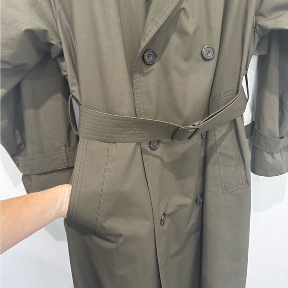VINTAGE Khaki green oversized trench coat - Picture 14 of 17